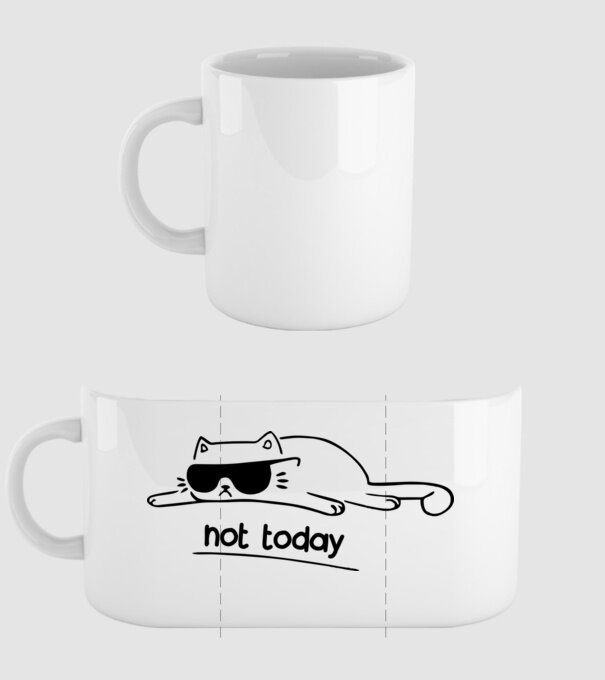 not today kitty model alb pe tricou