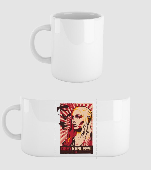 Obey Khaleesi model alb pe tricou