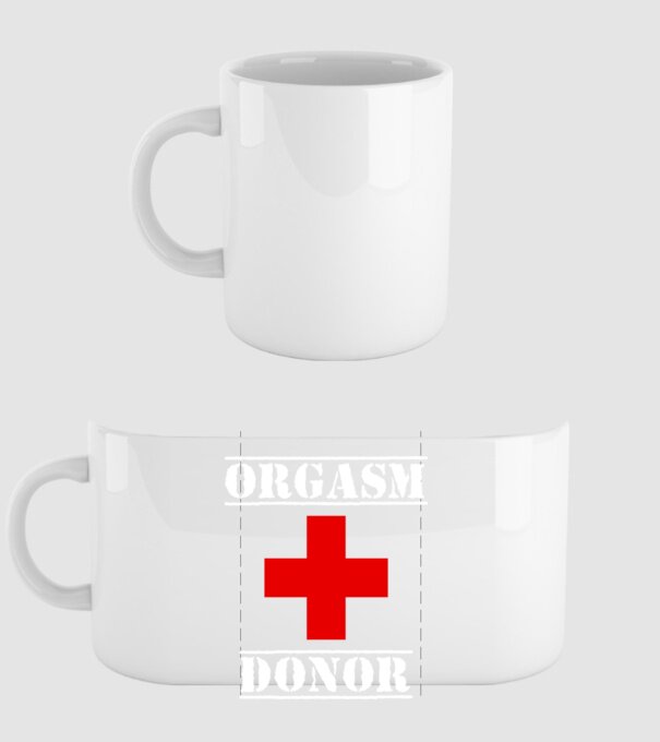 Orgasm Donor model alb pe tricou