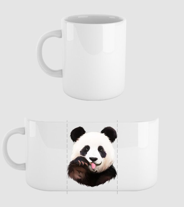 Panda face model alb pe tricou