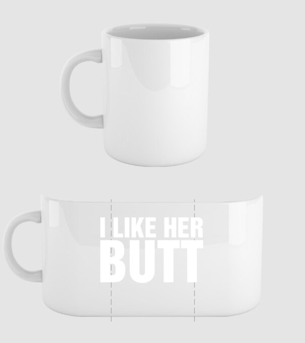 Motiv cuplu I like her butt model alb pe tricou
