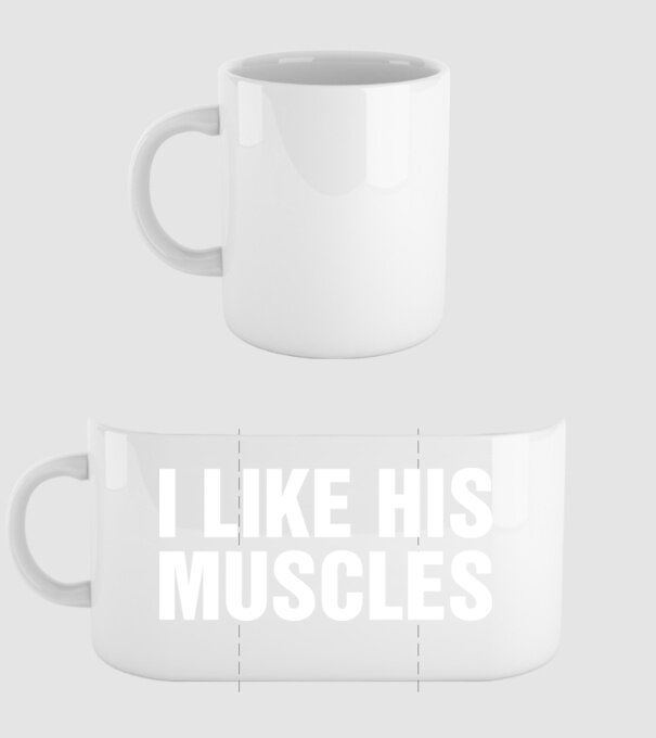 Motiv cuplu I like his muscles model alb pe tricou