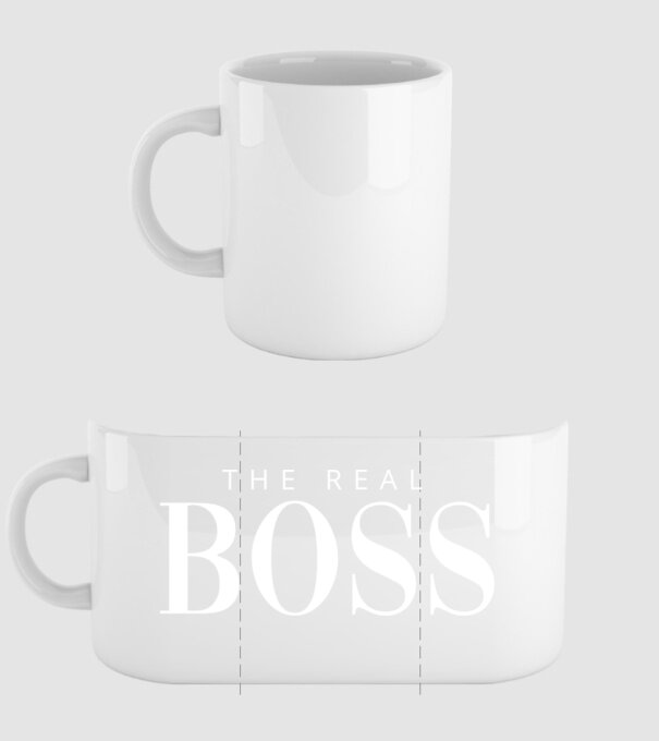 Motiv cuplu The REAL Boss model alb pe tricou