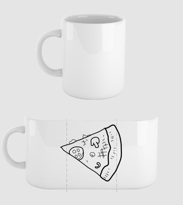 Felie de pizza (parte tricou pereche) model alb pe tricou