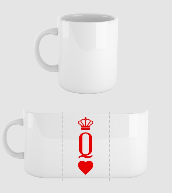 Playin gcards Queen of hearts model alb pe tricou