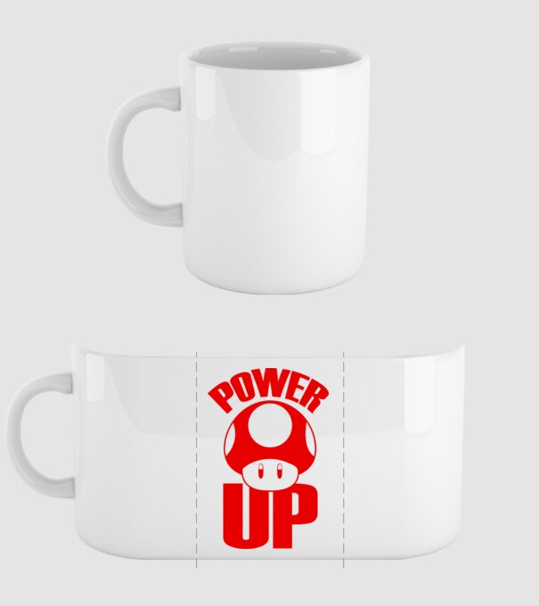 Power up model alb pe tricou
