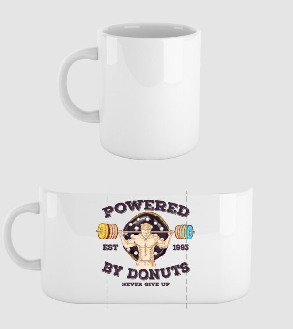 Powered by donuts model alb pe tricou