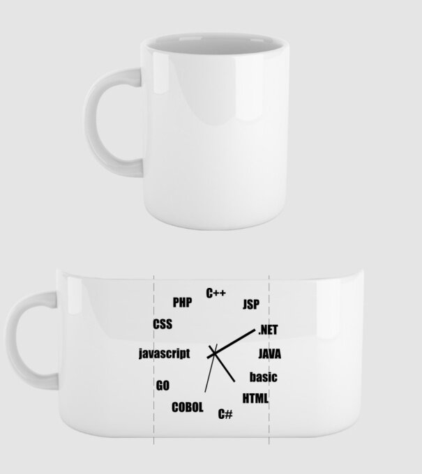 Programmer clock model alb pe tricou