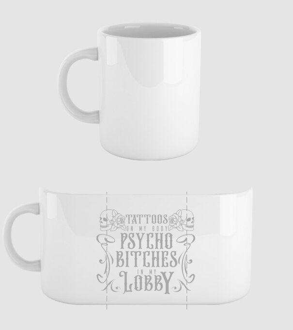 Psycho bitches model alb pe tricou