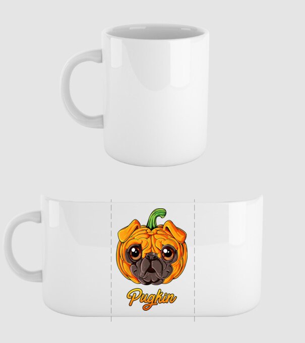 Pugkin model alb pe tricou