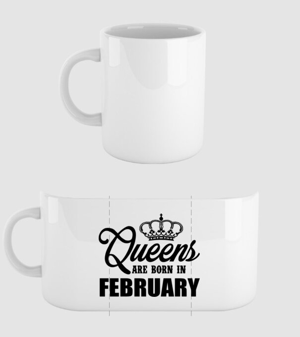 Queens are born in February model alb pe tricou