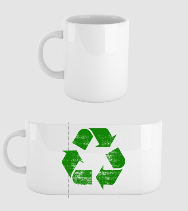 RECYCLE model alb pe tricou