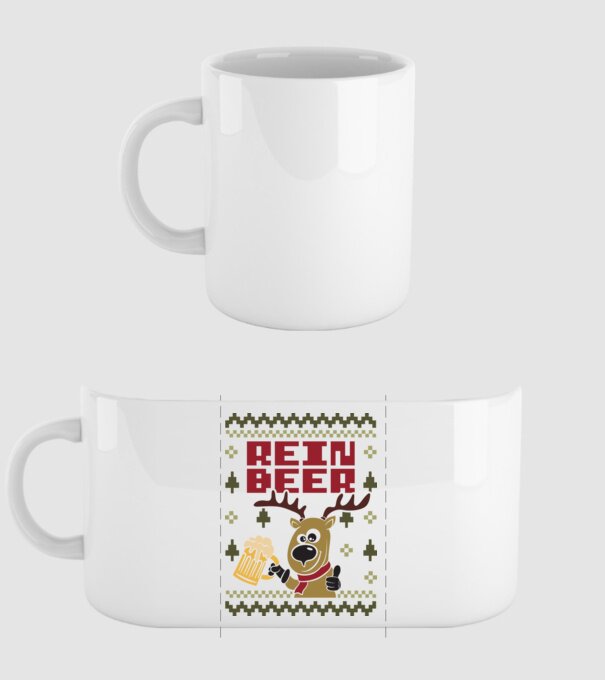 Reinbeer ugly sweater model alb pe tricou