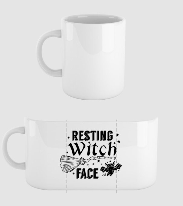 Resting Witch face model alb pe tricou