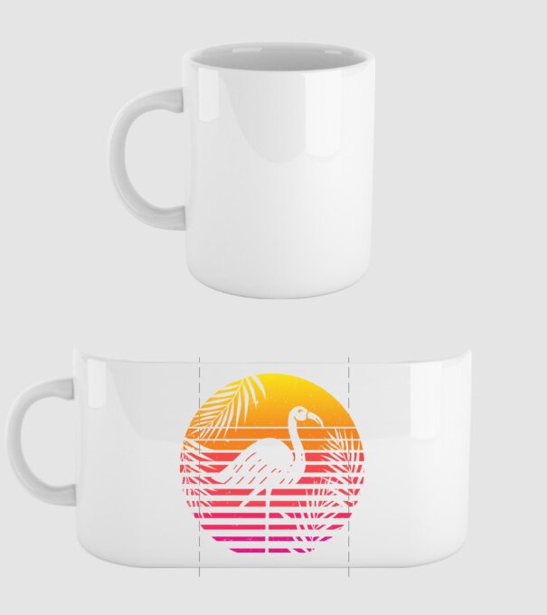 Retro flamingo sunset model alb pe tricou
