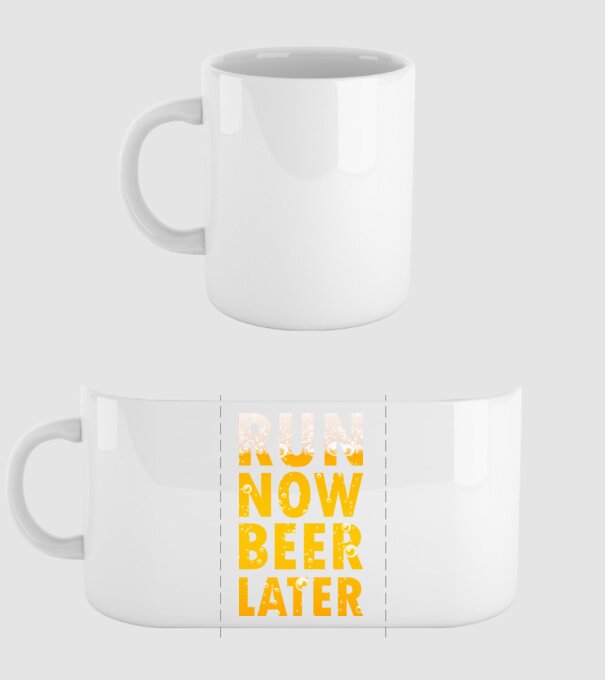 Run now beer later model alb pe tricou