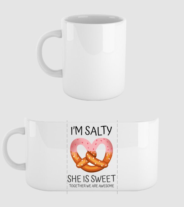 'I''m Salty She is sweet' model alb pe tricou