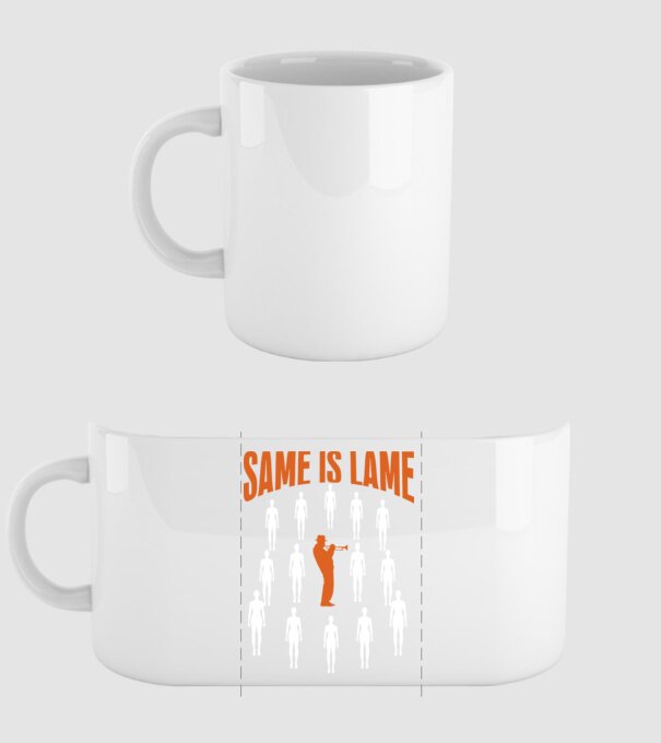 Same is lame trumpet model alb pe tricou