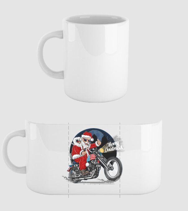 Santa Motocicletă Merry Christmas model alb pe tricou