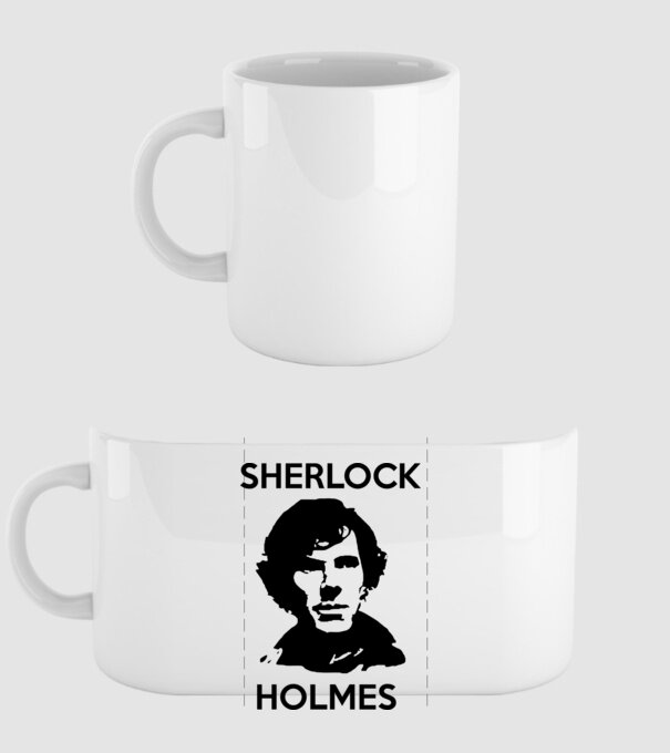 Sherlock model alb pe tricou