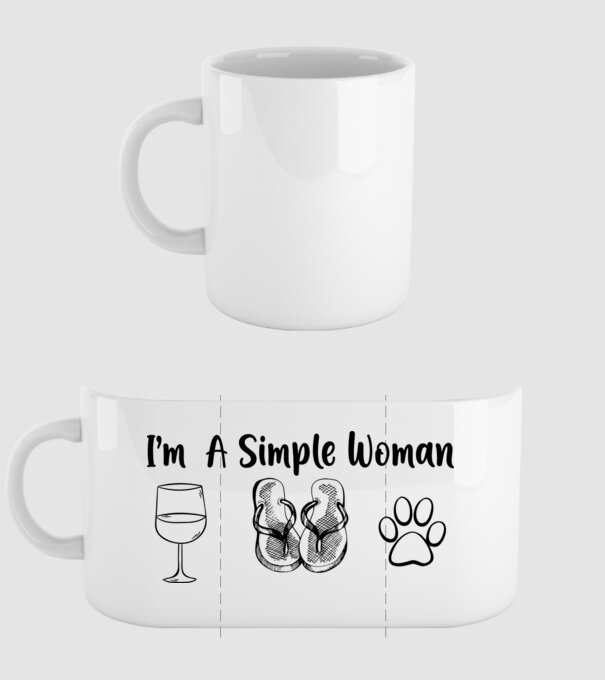 Simple doggy woman model alb pe tricou