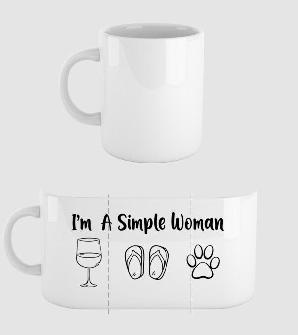 Simple doggy woman model alb pe tricou