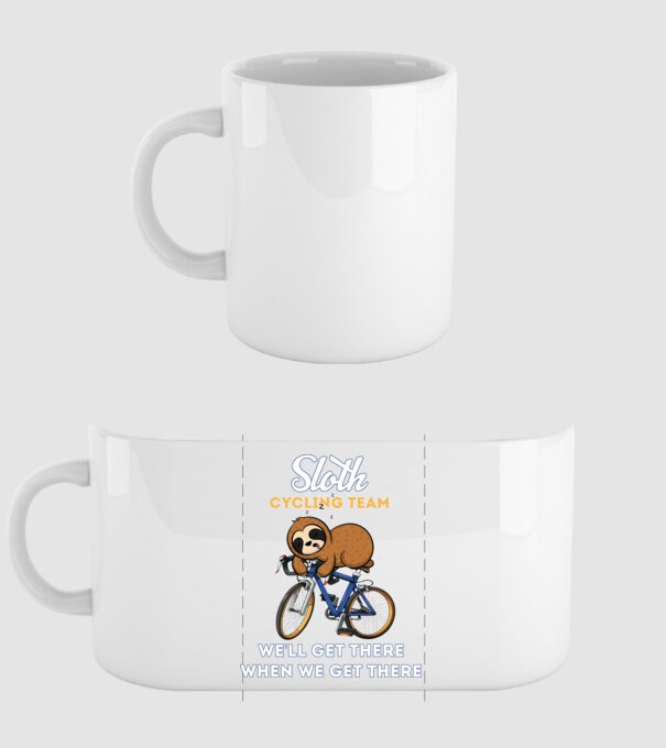 Sloth cycling team model alb pe tricou