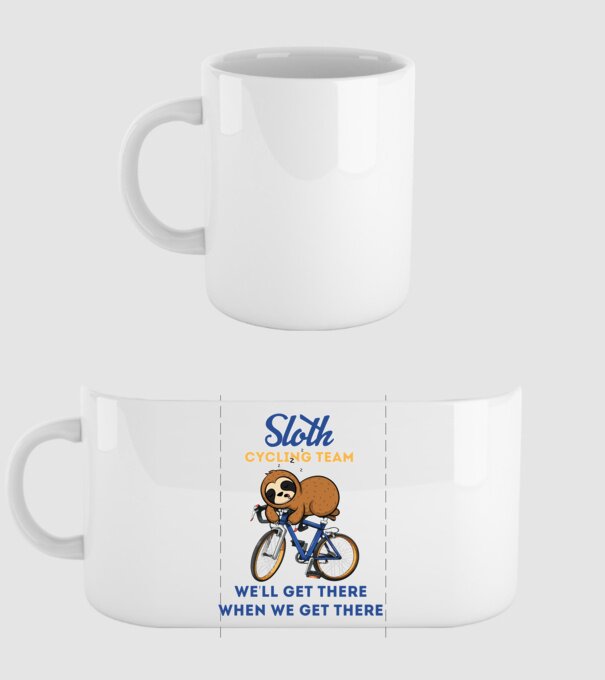 Sloth cycling team model alb pe tricou