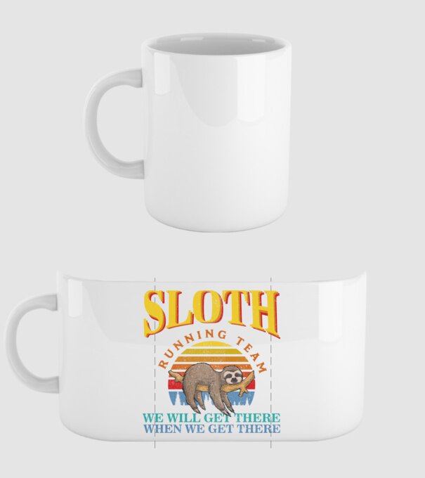 sloth running team retro model alb pe tricou