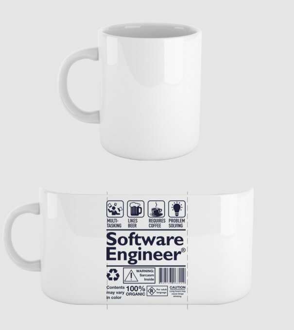 Software Engineer model alb pe tricou