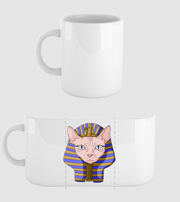 sphynx cat pharaoh model alb pe tricou