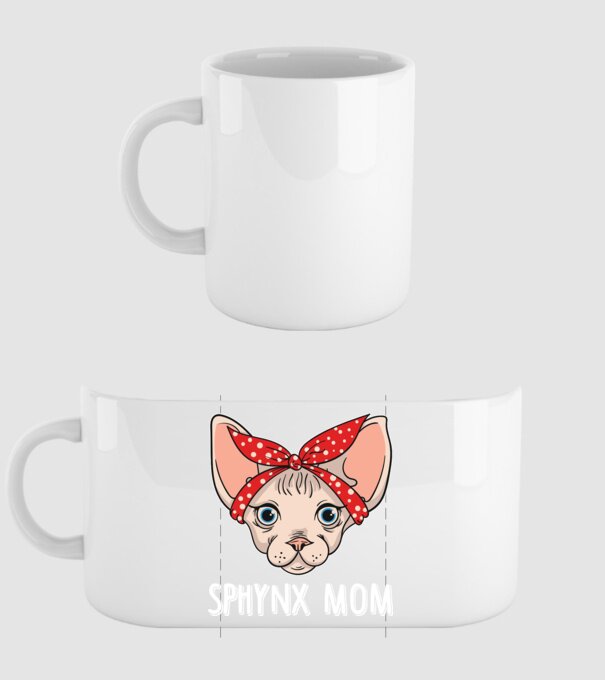 sphynx mom model alb pe tricou