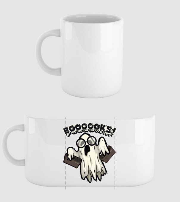 Spooky boookworm model alb pe tricou
