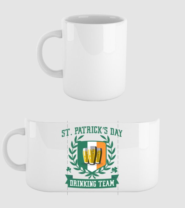 St Patrick Drinking team model alb pe tricou