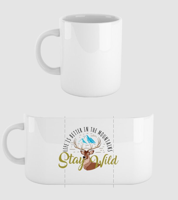 Stay wild Cerb model alb pe tricou