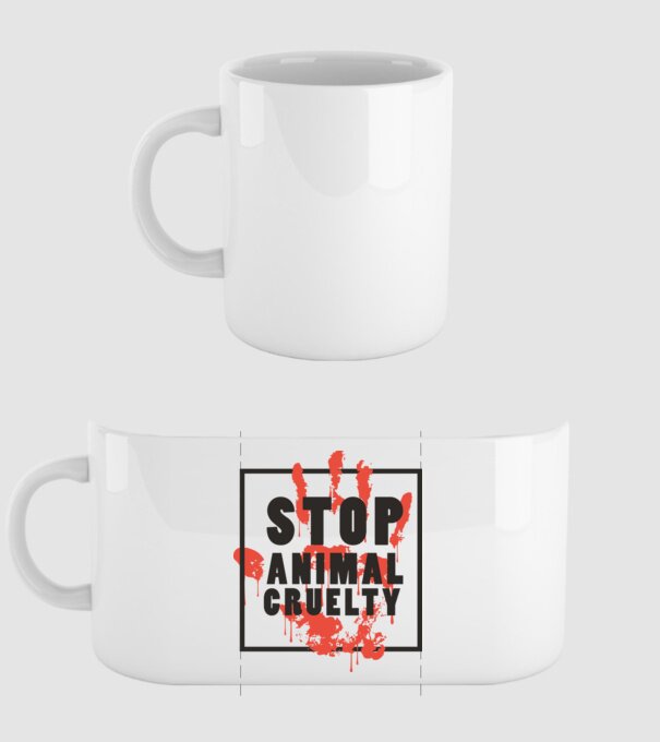 Stop animal cruelty model alb pe tricou