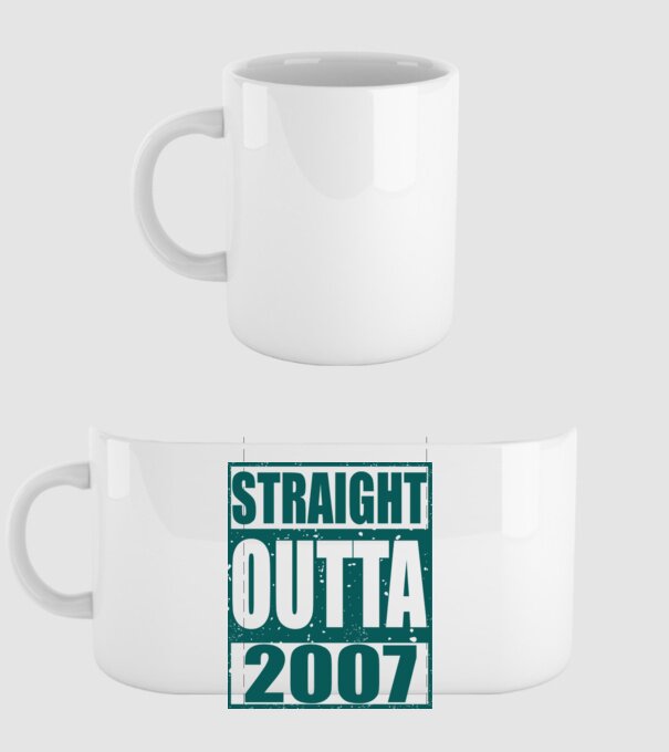 Straight Outta - 2007 model alb pe tricou