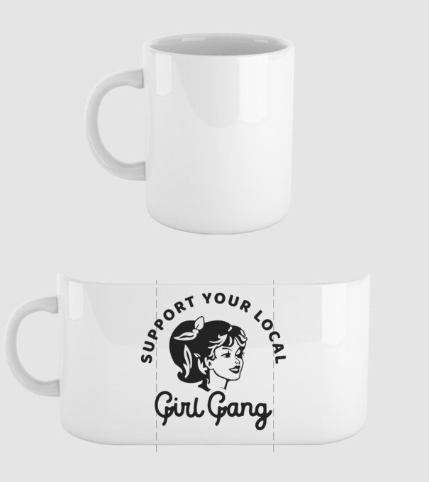Support your local girl gang pe fond alb -01 model alb pe tricou