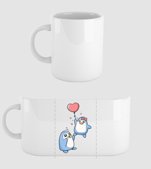 PINGUIN ÎNDRĂGOSTIT 4 model alb pe tricou