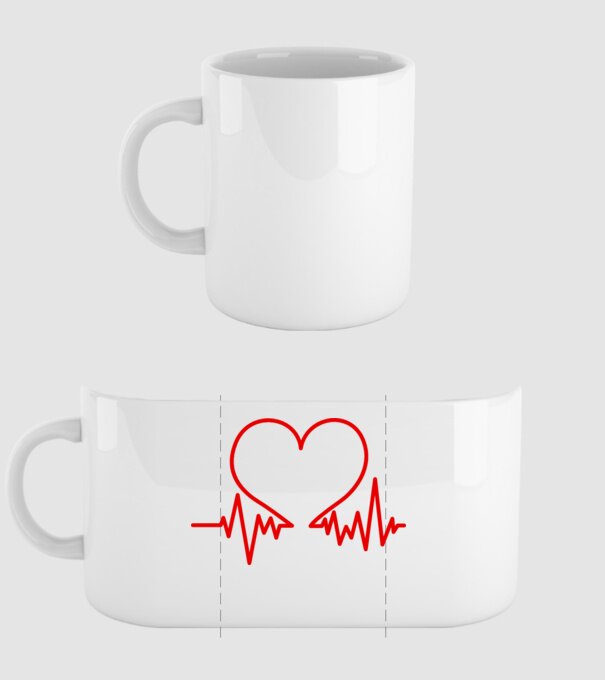 ECG inimă model alb pe tricou