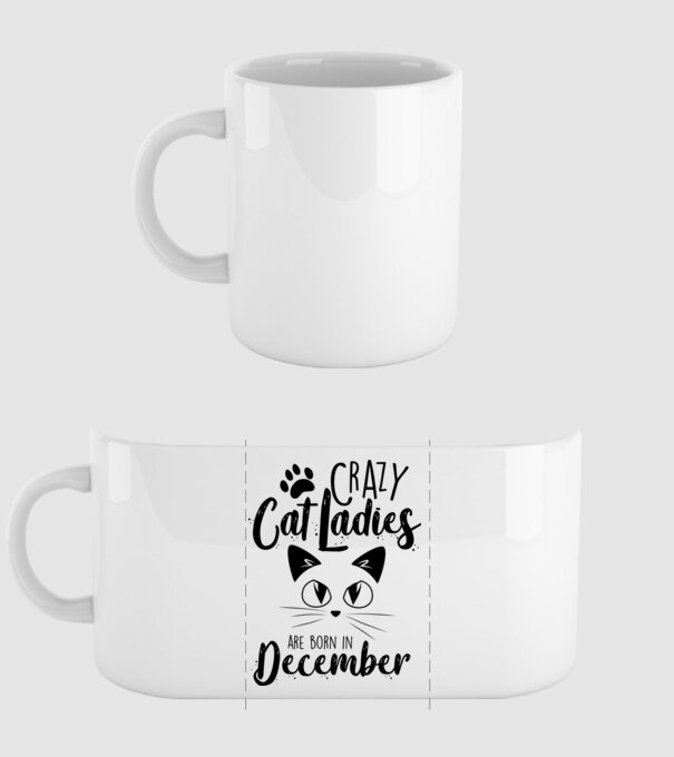 Crazy Cat Ladies are born in December model alb pe tricou