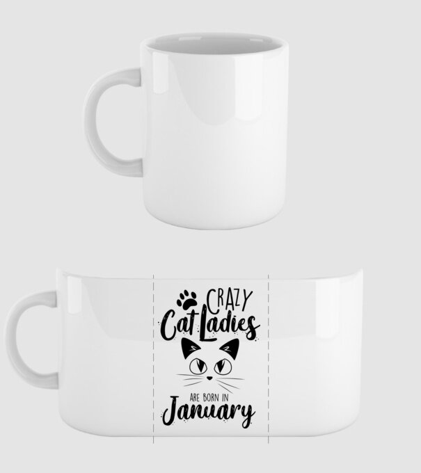 Crazy Cat Ladies are born in January model alb pe tricou