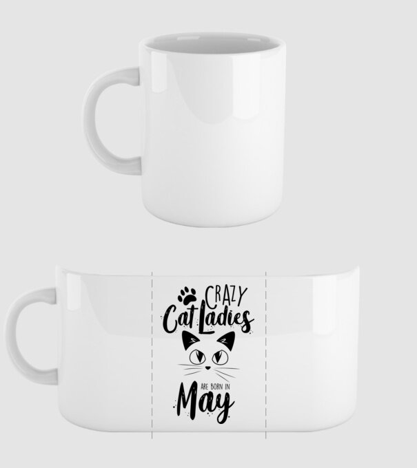 Crazy Cat Ladies are born in May model alb pe tricou