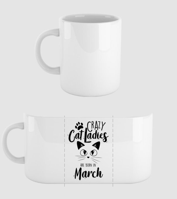 Crazy Cat Ladies are born in March model alb pe tricou