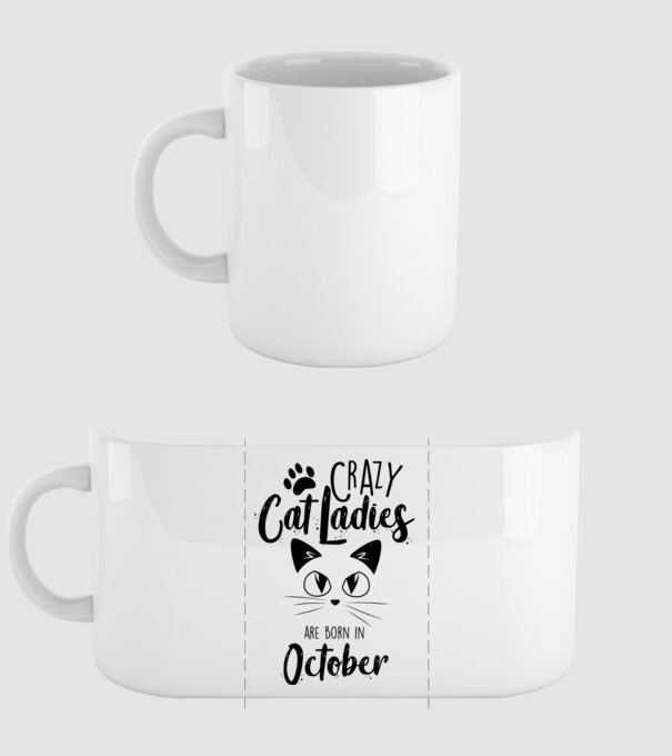 Crazy Cat Ladies are born in October model alb pe tricou