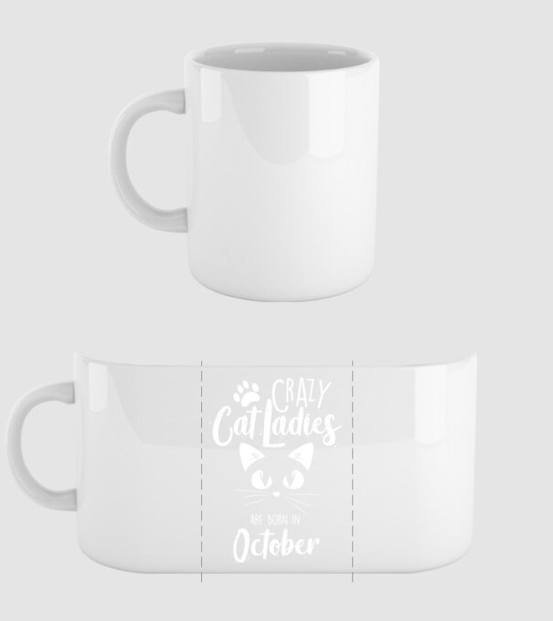 Crazy Cat Ladies are born in October model alb pe tricou