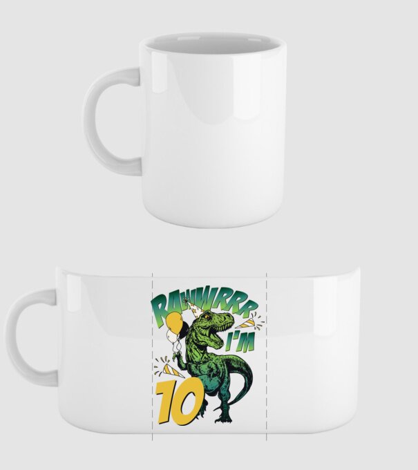 'Birthday Dinosaur rawww i''m 10' model alb pe tricou