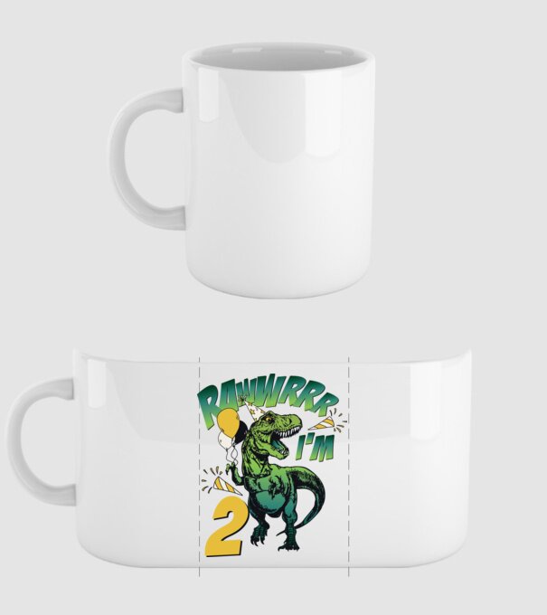 'Birthday Dinosaur rawww i''m 2' model alb pe tricou