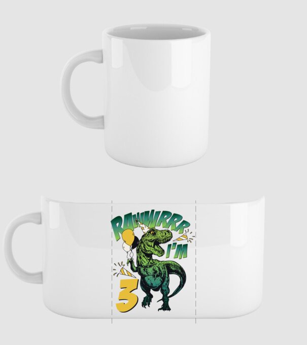 'Birthday Dinosaur rawww i''m 3' model alb pe tricou