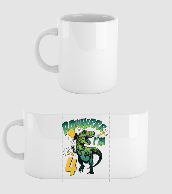 'Birthday Dinosaur rawww i''m 4' model alb pe tricou